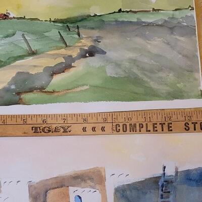 Lot 262: (3) Original Watercolors - Artist Unknown-  One Painting is double sided