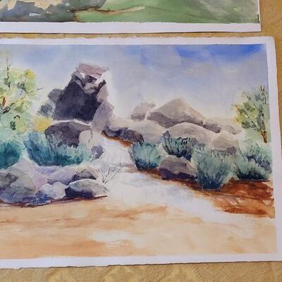 Lot 262: (3) Original Watercolors - Artist Unknown-  One Painting is double sided
