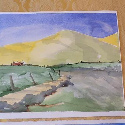 Lot 262: (3) Original Watercolors - Artist Unknown-  One Painting is double sided