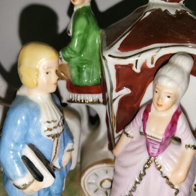 Capodimonte  Vintage Horse and Carriage Porcelain Figurine