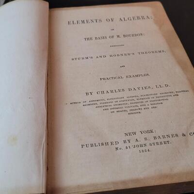 Lot 278: (2) Antique 1800's MATHEMATICS Lesson Books by CHARLES DAVIES