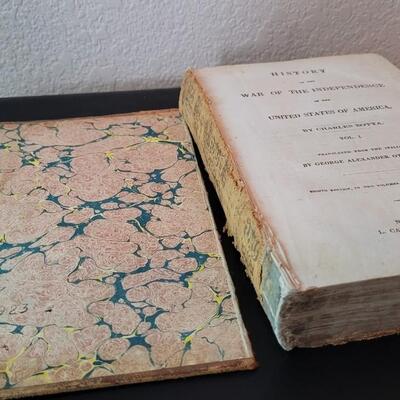 Lot 279: (2) Antique 1840's VOLUME 1 & 2 HISTORY OF THE WAR OF THE INDEPENDENCE OF THE UNITED STATES OF AMERICA by Charles Botta
