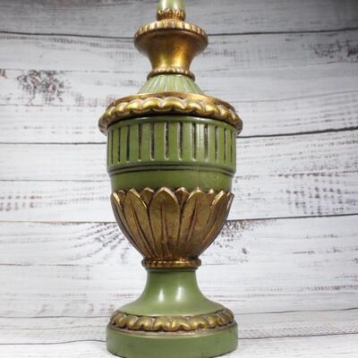 Vintage Ceramic Decorative Green Gold Vessel Urn