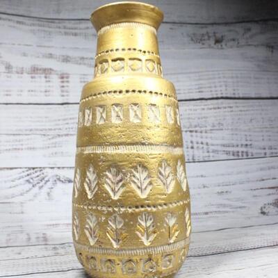 Vintage Home Decor Italian Gold Ceramic Vase Numbered
