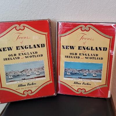 Lot 291: Antique Book 1920 TOWNS OF NEW ENGLAND and OLD ENGLAND IRELAND and SCOTLAND by Allan Forbes w/ Original Box