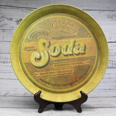 Vintage Colonel Goodfellow's Old Fashioned Sarsaparilla Soda Tin Tray