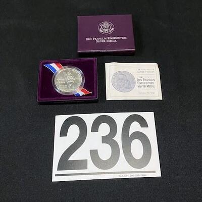 LOT#236J: 2012 Ben Franklin Firefighters Silver Medal