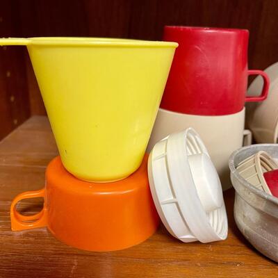 Vintage Kitchen Lot #1 Thermos parts, plastic cups