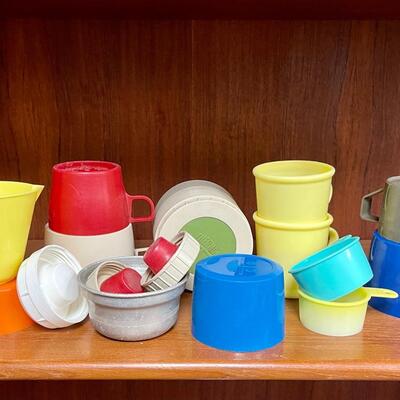 Vintage Kitchen Lot #1 Thermos parts, plastic cups