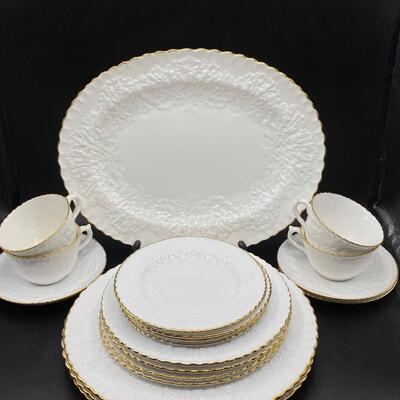 Vintage White Spode Savoy Bone China Set Service for 4 *Missing One Dinner Plate*