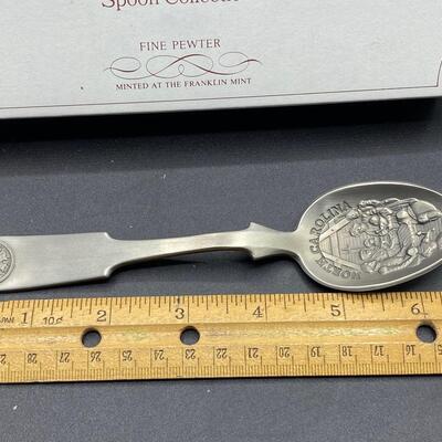 The American Colonies Pewter Spoon Collection with Display Holder Franklin Mint