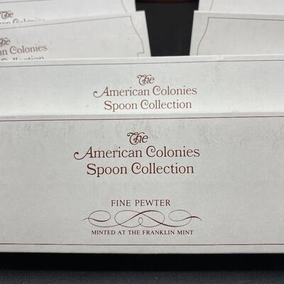 The American Colonies Pewter Spoon Collection with Display Holder Franklin Mint