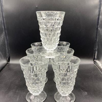 Clear American Pattern Fostoria Water Goblet Drink Glasses Set of 8