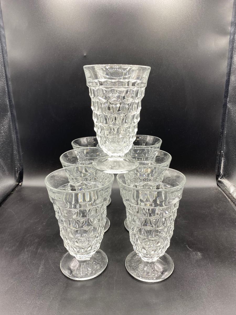 Clear American Pattern Fostoria Water Goblet Drink Glasses Set of 8