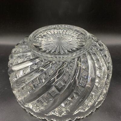Vintage Cut Crystal Glass Serving Bowl