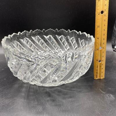 Vintage Cut Crystal Glass Serving Bowl