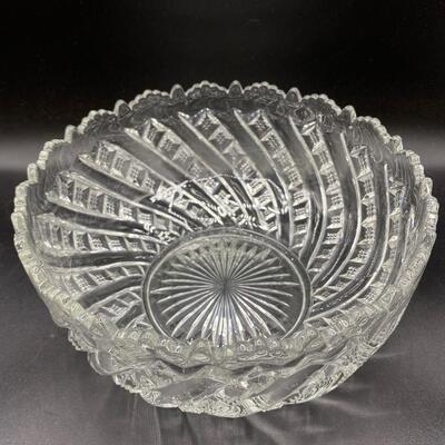 Vintage Cut Crystal Glass Serving Bowl
