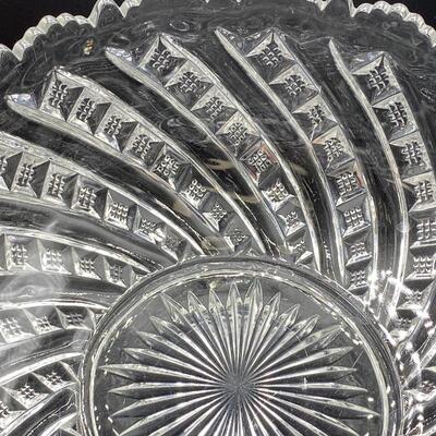 Vintage Cut Crystal Glass Serving Bowl