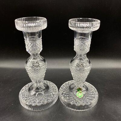Pair of Waterford Crystal Alana Pattern Candlestick Holders
