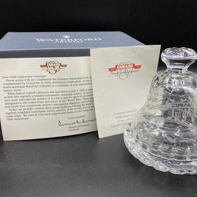 Cunard 150th Anniversary Commemorative Waterford Bell with Stand & Box