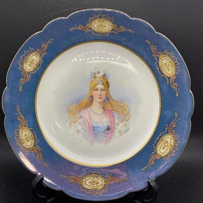 Sevres Style Hand Painted Princess Woman Portrait Plate