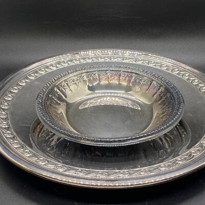 Reed & Barton Silver Plate Vegetable Platter with Dip Bowl Serving Set