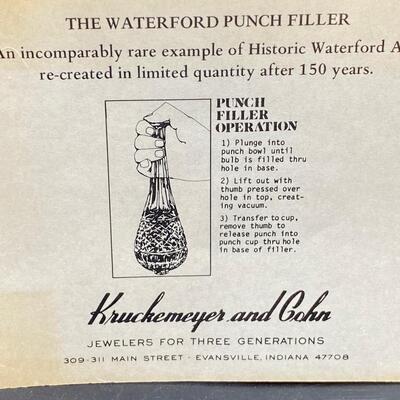 RARE Vintage Waterford Crystal Punch Filler
