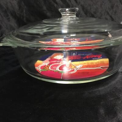 Anchor Hocking Fire King 2 Quart Clear Round Casserole Baking Dish & Lid