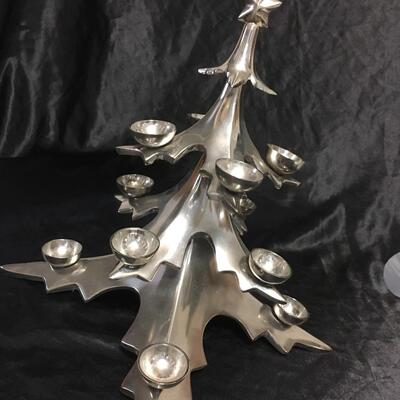 Christmas Tree Candle Votive Holder Cast Aluminum