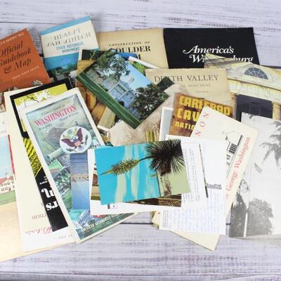 Lot of Vintage Travel Postcards, National Park Pamphlets, U.S. Sightseeing Books & More