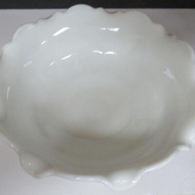 Very Large Westmoreland Milk Glass Compote, Paneled Grape