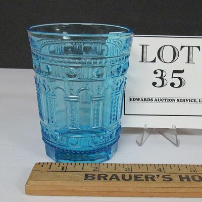 Blue Pressed Glass Tumbler