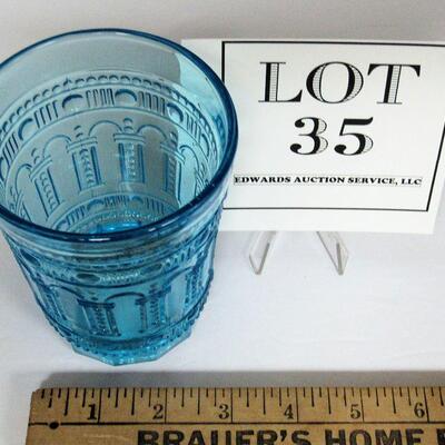 Blue Pressed Glass Tumbler