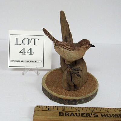 Bird Figurine on Driftwood, Artist Label on Bottom, JJW, Jim Weisgerber