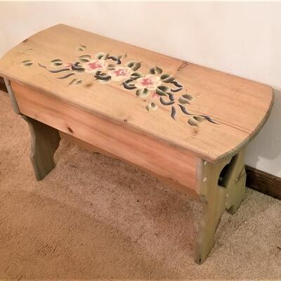 Lot #320  Solid Pine Stool - hand painted