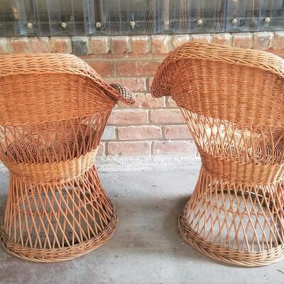 Lot #326  Pair of Contemporary Wicker/Rattan Chairs