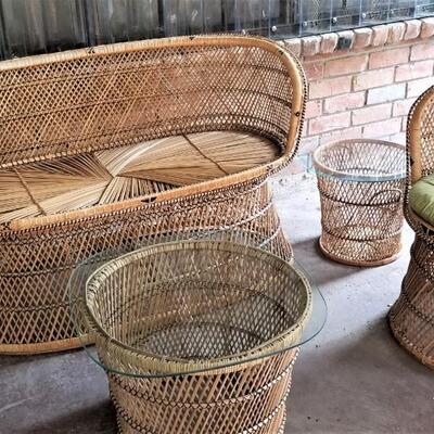 Lot #332  5 piece vintage Wicker/Rattan Set