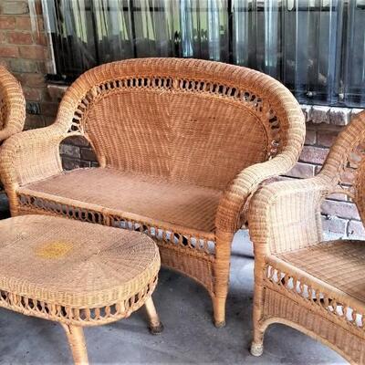Lot #335  Contemporary Rattan Set - 4 pieces