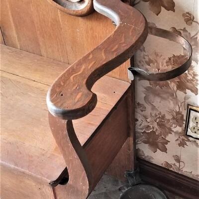 Lot #337  Antique Oak Hall Tree - a real beauty!