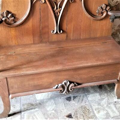 Lot #337  Antique Oak Hall Tree - a real beauty!