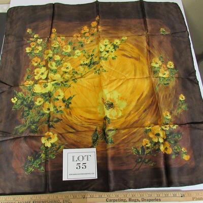 Nice Fall Colors Ladies Scarf, About 28" Square, Rayon, Made in Japan