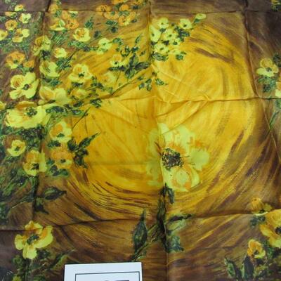 Nice Fall Colors Ladies Scarf, About 28" Square, Rayon, Made in Japan