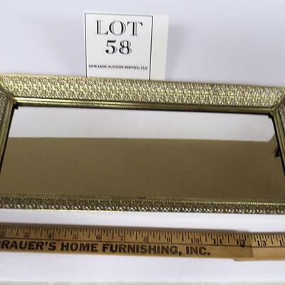 Vintage Mirrored Dressser Tray, Metal