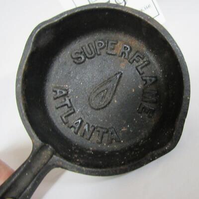 Vintage Cast Iron Small Advertising Ashtray Pan, Superflame Atlanta