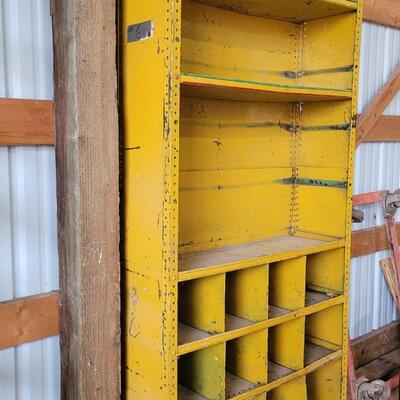 Lot 7: Vintage Industrial Yellow Metal Storage Display Cabinet