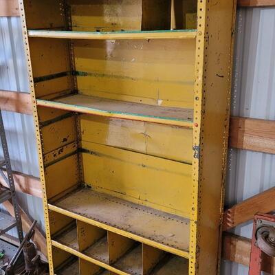 Lot 7: Vintage Industrial Yellow Metal Storage Display Cabinet