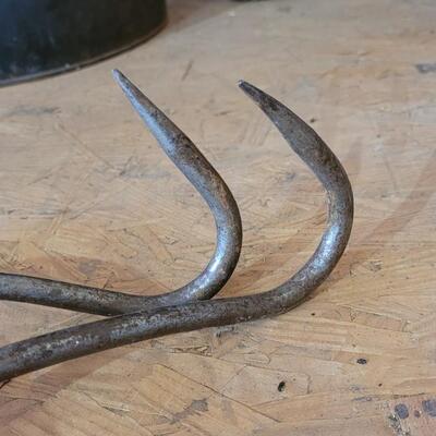 Lot 18: (2) Vintage Chippy Yellow Paint Hay Hooks