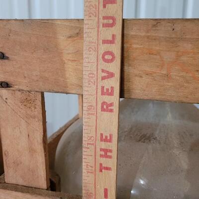 Lot 21: Vintage Heavy Glass Jug w/ Wooden Crate Protective Case Farmhouse Display