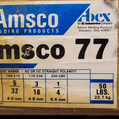 Lot 25: Unused Sealed 50lb. Box of AMSCO 77 Welding Rods