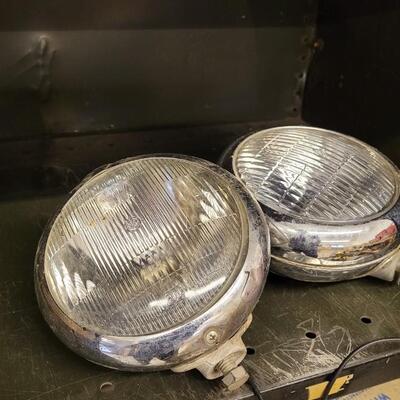Lot 27: Vintage Chrome Plated Fog Lights Auto Accessory Hot Rod Truck